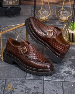 Men's casual loafers, brown patent leather-look, ultra-lightweight thick sole – AD979
