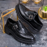 Mocasini de barbati casual, negri- lacuti, talpa inalta ultra-usoara – AD976