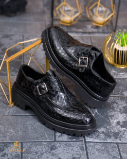 Men's casual loafers, black patent leather, ultra-lightweight chunky sole – AD976