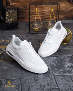 Una visione alternativa del Sneaker de barbati, albi, din piele naturala- P2087
