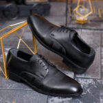Pantofi bărbătești clasici Cap Toe – Piele ecologică neagră - P2075