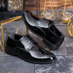 Pantofi de barbati, negru, lacuiti, din piele ecologica- P2071