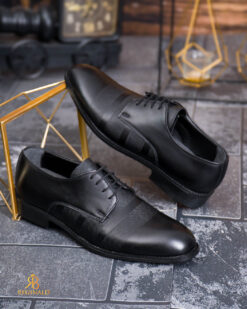 Pantofi bărbătești clasici Cap Toe – Piele ecologică neagră - P2075