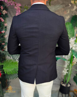 Sacou de bărbați, Double Breasted, Negru cu nasturi aurii,Slim Fit - SC1133 - Imagen 7