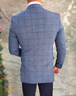 Sacou de bărbați, Slim Fit, Bleumarin in carouri- SC1140 – Image 5