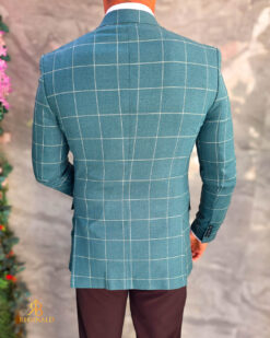 Sacou de bărbați, Slim Fit, Verde in carouri- SC1141 - Image 5