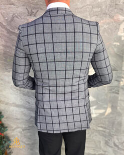Sacou de bărbați, Slim Fit, Gri inchis in carouri- SC1145 – Image 8