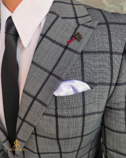 Sacou de bărbați, Slim Fit, Gri inchis in carouri- SC1145 – Image 7