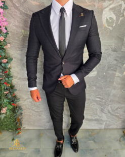 Sacou de bărbați, Slim Fit, Negru in carouri- SC1146 - immagine 3