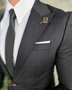 Sacou de bărbați, Slim Fit, Negru in carouri- SC1146 - immagine 5