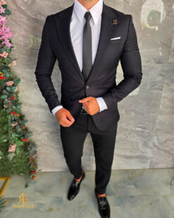 Sacou de bărbați, Slim Fit, Negru in carouri- SC1146