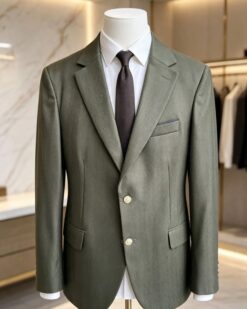 O perspectivă alternativă asupra modelului Sacou de bărbați, Slim Fit, Verde texturat- SC1150