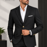 Sacou de bărbați, Slim Fit, Negru texturat- SC1153
