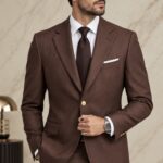 Sacou de bărbați, Slim Fit, Maro texturat- SC1151