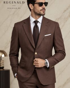 Sacou de bărbați, Slim Fit, Maro texturat- SC1151