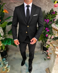 Sacou de bărbați, Slim Fit, Negru texturat- SC1149