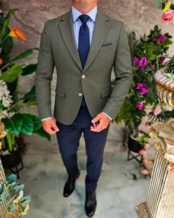 Sacou de bărbați, Slim Fit, Verde texturat- SC1150