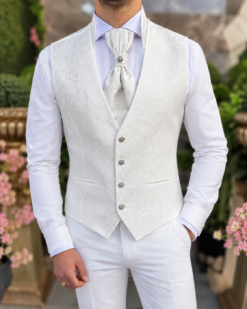 Costum alb ivoire, cu pietre stralucitoare, set: 4 piese pentru NAS/MIRE/ARTISTI - C5631 - immagine 7