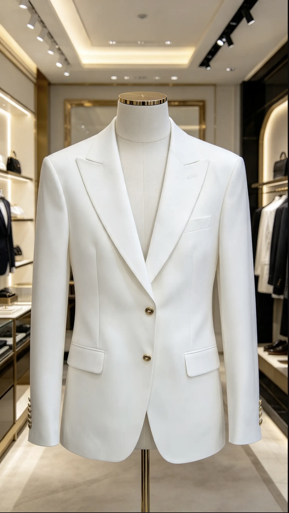 Sacou de bărbați, Slim Fit, Alb, Nasturi aurii-SC1154 - immagine 8