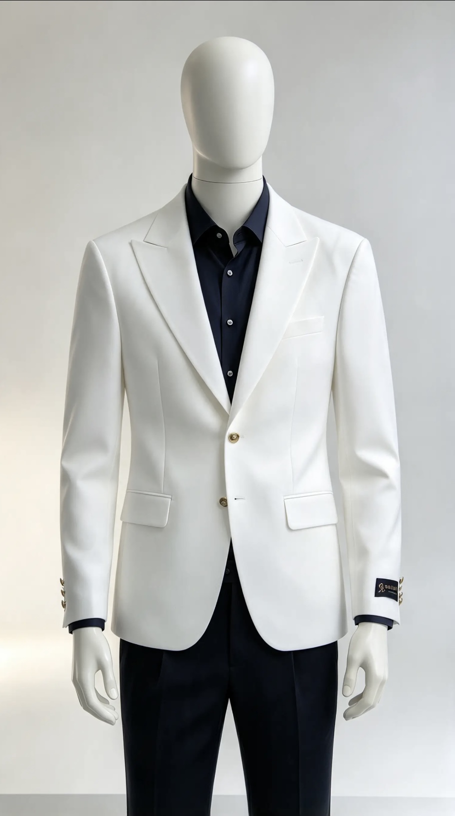 Sacou de bărbați, Slim Fit, Alb, Nasturi aurii-SC1154 - immagine 5