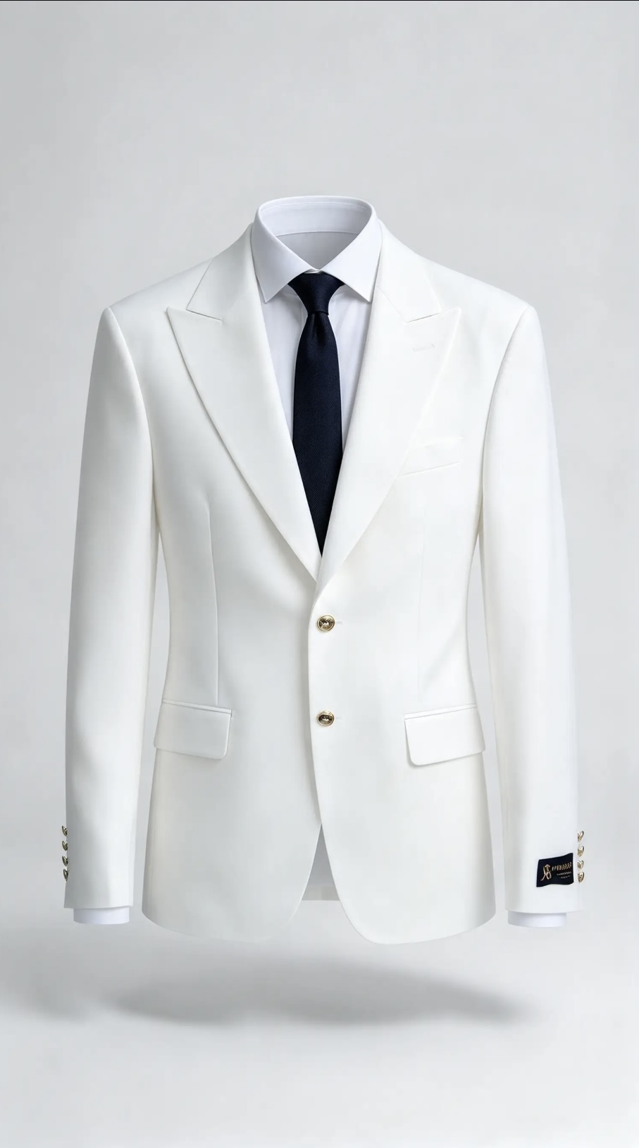 Sacou de bărbați, Slim Fit, Alb, Nasturi aurii-SC1154 - immagine 6