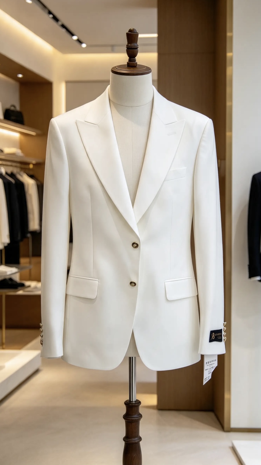 Sacou de bărbați, Slim Fit, Alb, Nasturi aurii-SC1154 - immagine 7