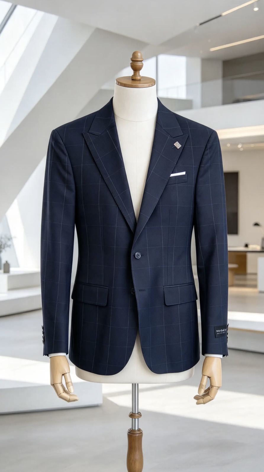 Sacou de bărbați, Slim Fit, Bleumarin in carouri- SC1155 - immagine 7