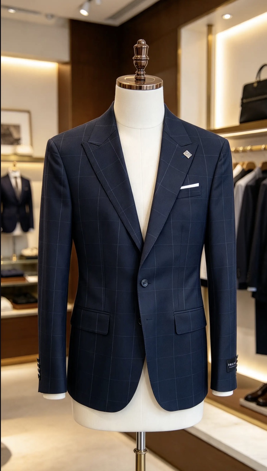 Sacou de bărbați, Slim Fit, Bleumarin in carouri- SC1155 - immagine 6