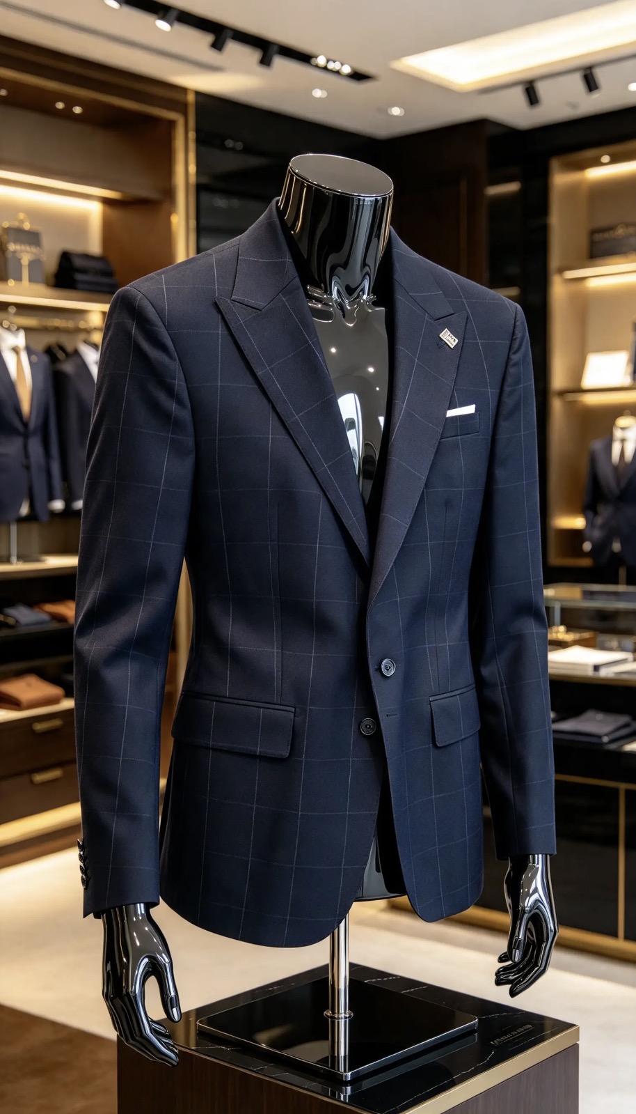 Sacou de bărbați, Slim Fit, Bleumarin in carouri- SC1155 - immagine 5