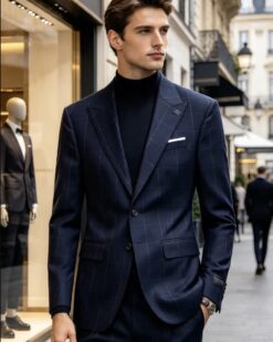 Sacou de bărbați, Slim Fit, Bleumarin in carouri- SC1155