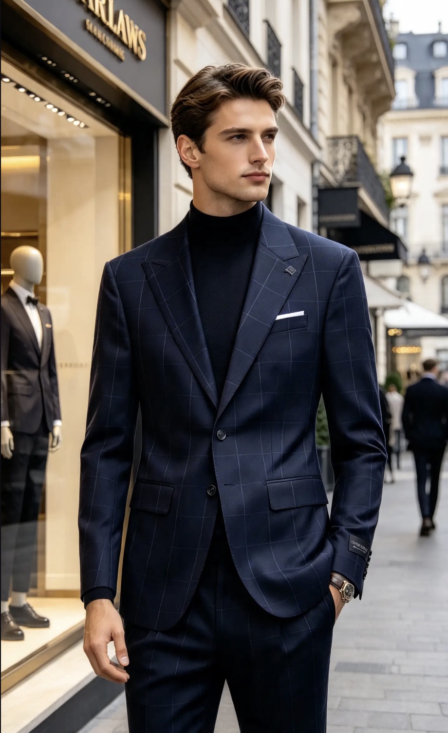 Sacou de bărbați, Slim Fit, Bleumarin in carouri- SC1155