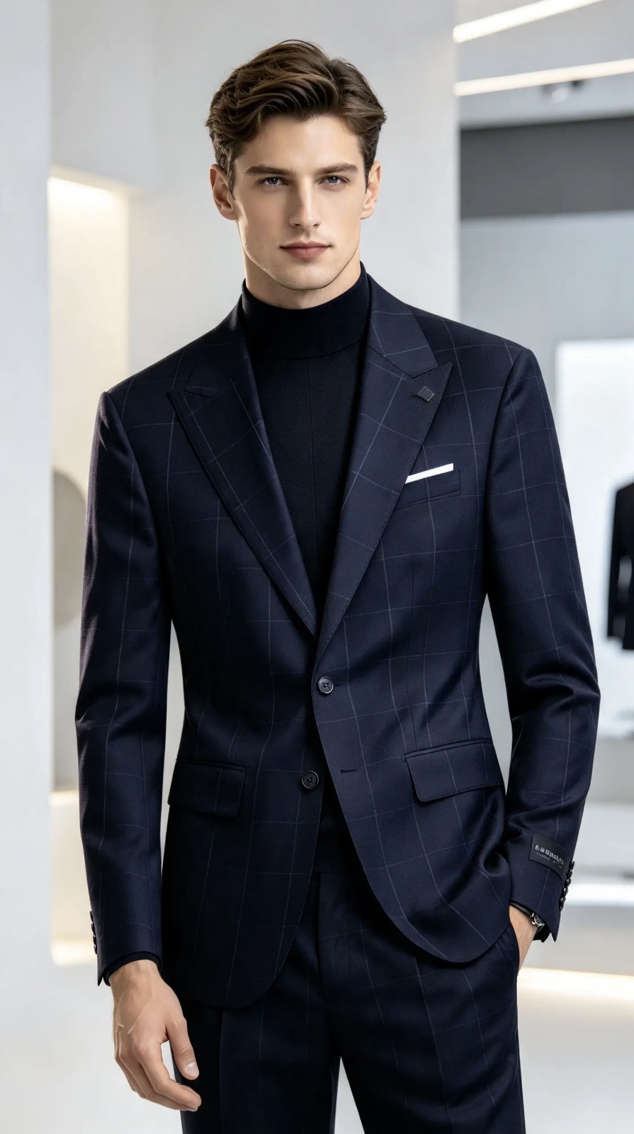 Sacou de bărbați, Slim Fit, Bleumarin in carouri- SC1155 - immagine 2