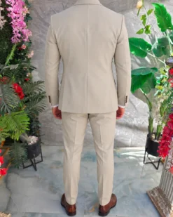 Costum de bărbați, Bej: Sacou, Vesta si Pantalon- C5630 – Image 6