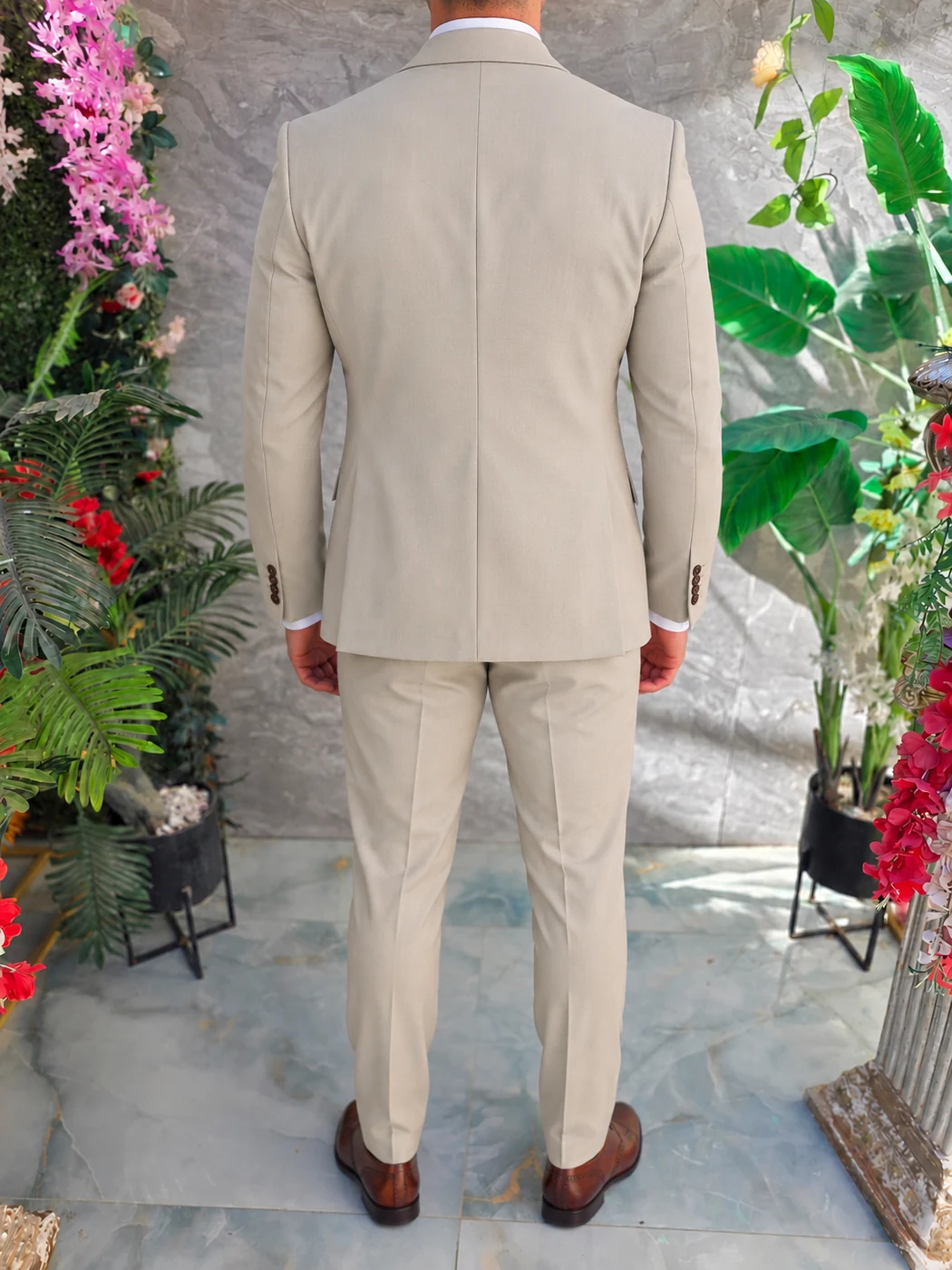 Costum de bărbați, Bej: Sacou, Vesta si Pantalon- C5630 – Image 6