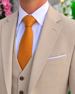 Costum de bărbați, Bej: Sacou, Vesta si Pantalon- C5629 – Image 3