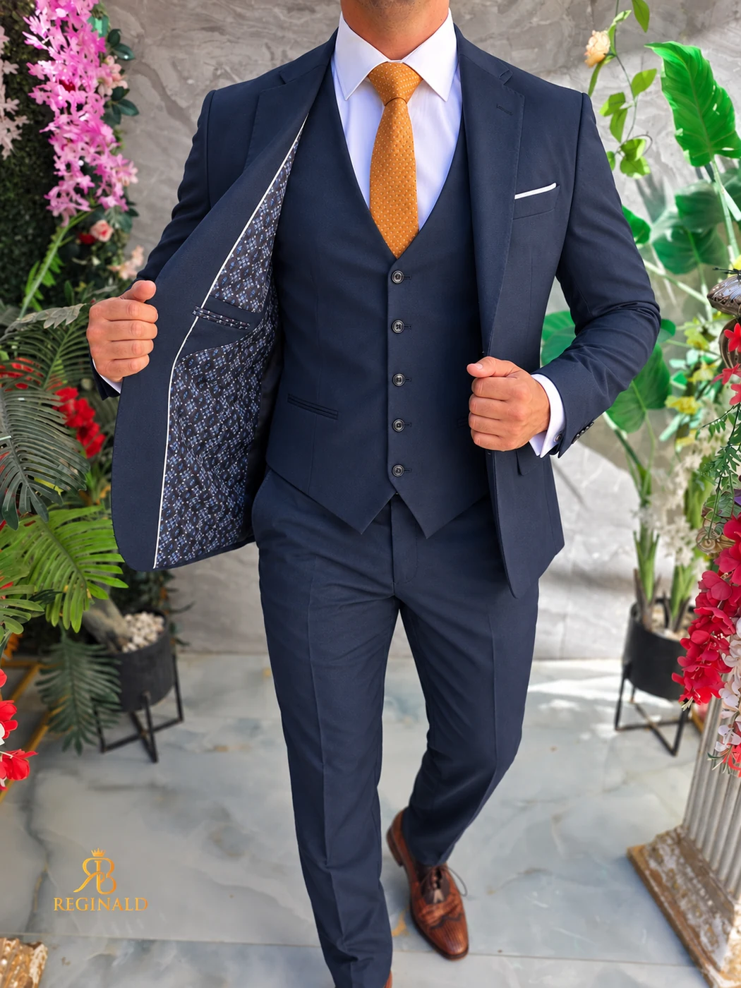 Costum de bărbați, bleumarin, Sacou, Vesta si Pantalon - C5626 – Image 2