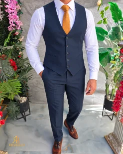 Costum de bărbați, bleumarin, Sacou, Vesta si Pantalon - C5626 – Image 3