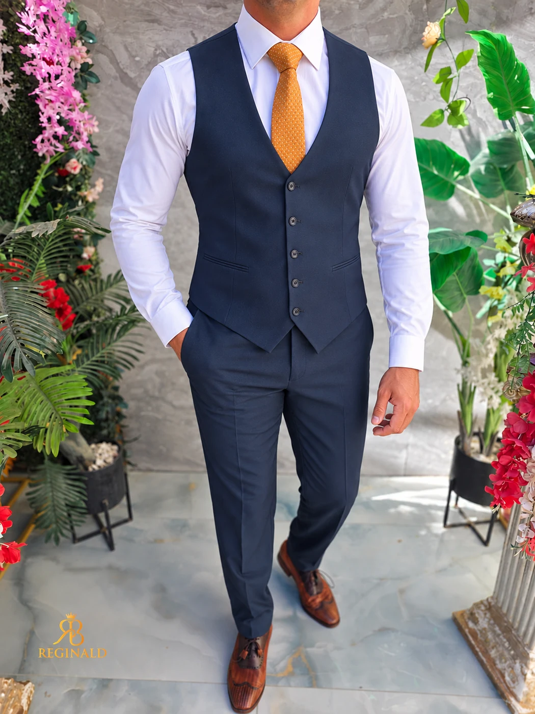 Costum de bărbați, bleumarin, Sacou, Vesta si Pantalon - C5626 – Image 3