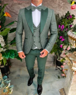 Costum de ceremonie verde deschis, set: 4 piese - C5622